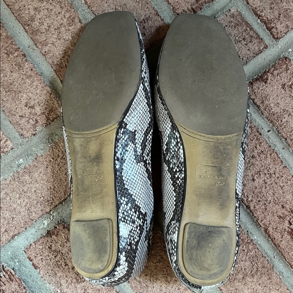 Tahari Black and White Snakeskin Flats - Picture 6 of 7